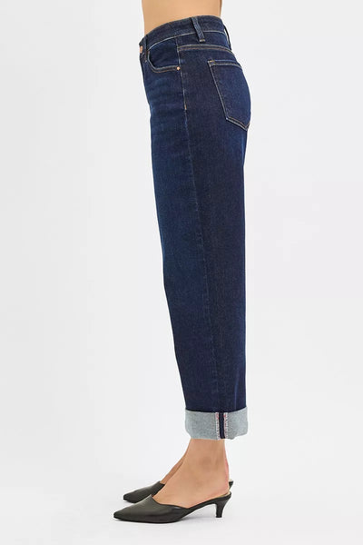RISEN Mid Rise Fit Ankle Wide Roll Up Jeans - Jeans Junction Online