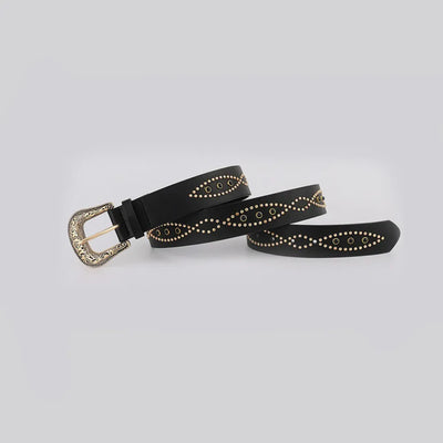 PU Leather Rhinestone Belt - Jeans Junction Online