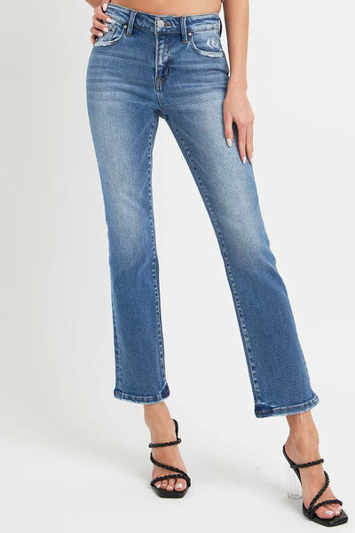 RISEN Full Size Mid Rise Ankle Straight Jeans with Pockets - Jeans Junction Online