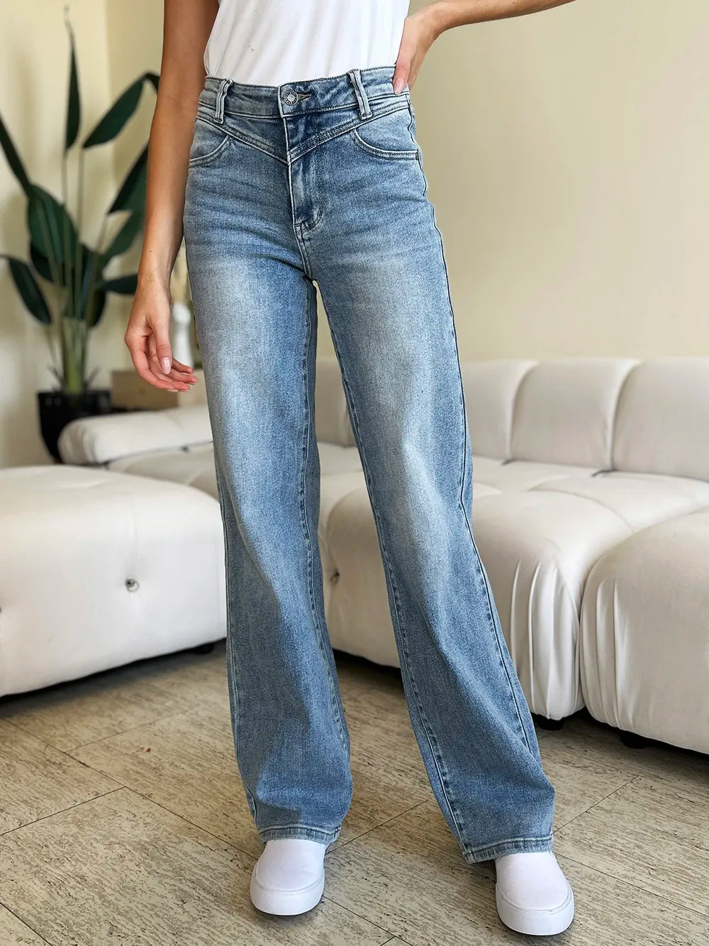 Judy Blue Full Size High Waist Wide Leg Jeans - Jeans Junction Online