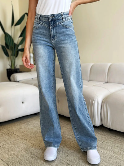 Judy Blue Full Size High Waist Wide Leg Jeans - Jeans Junction Online