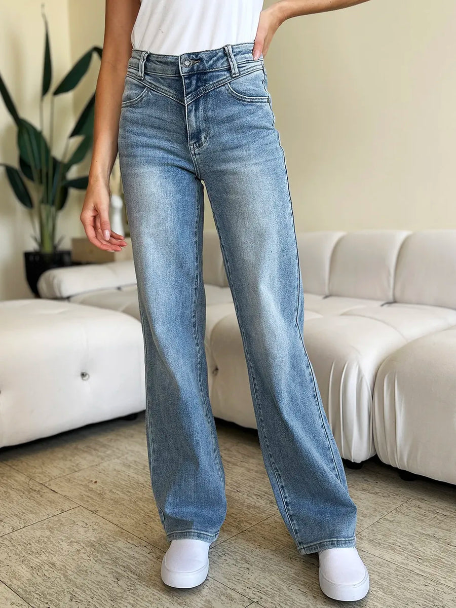 Judy Blue Full Size High Waist Wide Leg Jeans - Jeans Junction Online 