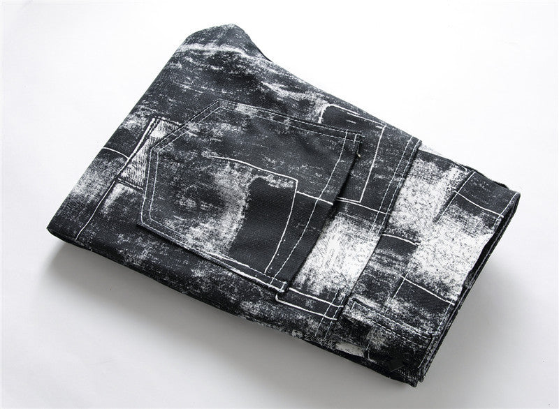 Printed Casual Pants Men's Slim White Flower Pants Fashion Trendy Pants - Jeans Junction Online