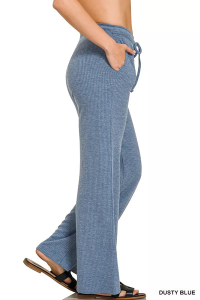 Zenana Ribbed Drawstring Lounge Pants - Jeans Junction Online