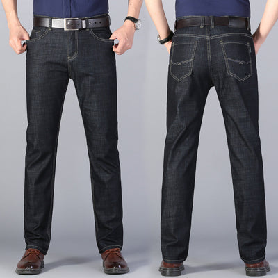 Four Seasons Jeans Men's Cotton Mid-waist Thin Stretch Black - Jeans Junction Online
