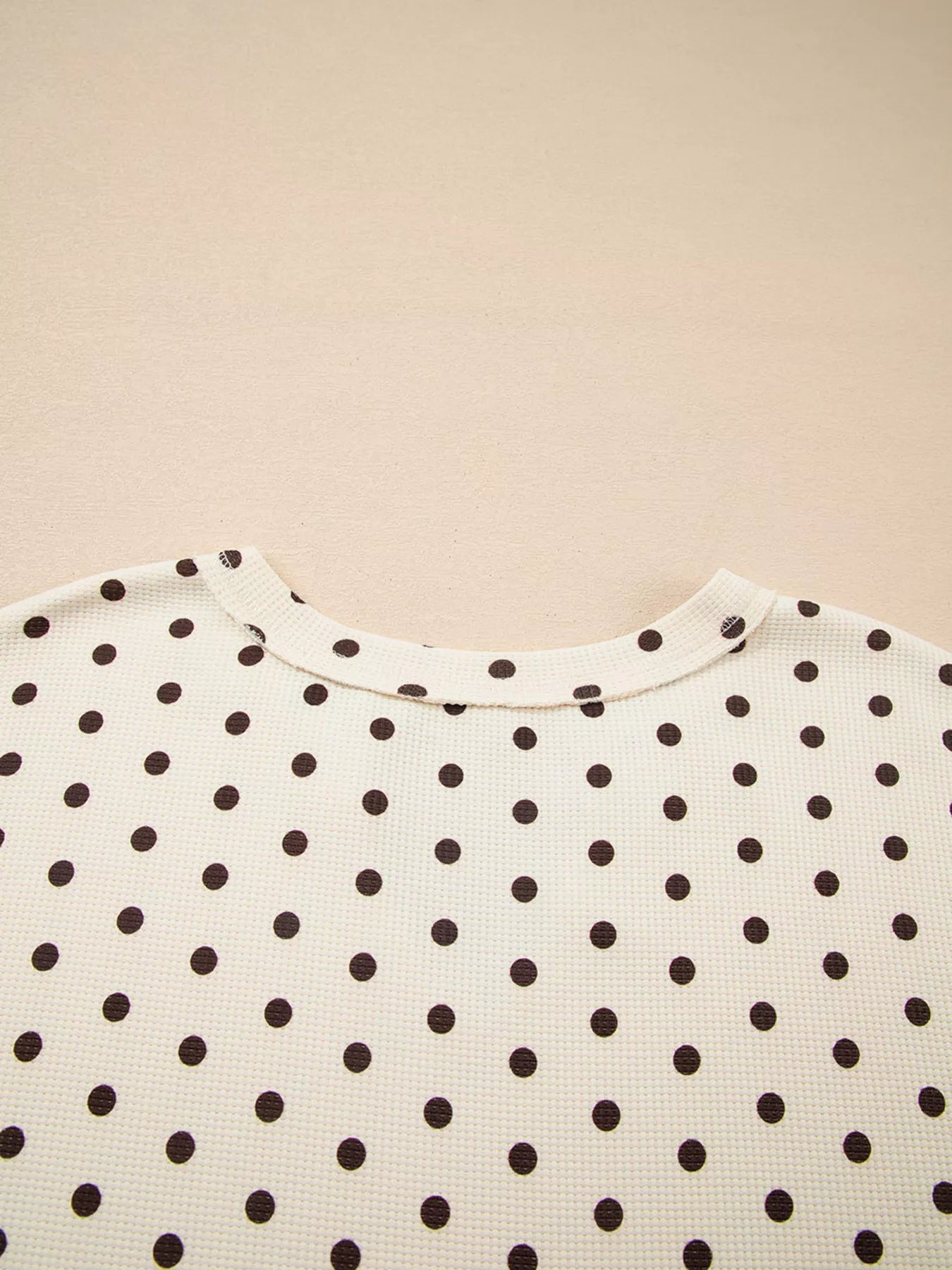 Polka Dot Notched Long Sleeve Top and Drawstring Joggers Lounge Set - Jeans Junction Online