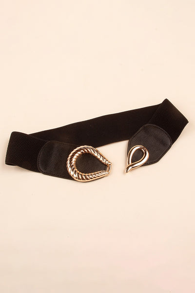 Ribbed Alloy Buckle Elastic Belt - Jeans Junction Online