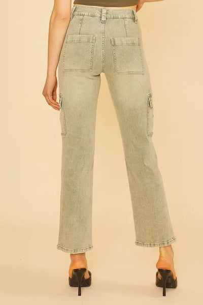 Annie Wear Straight Leg Jeans with Cargo Pockets - Jeans Junction Online