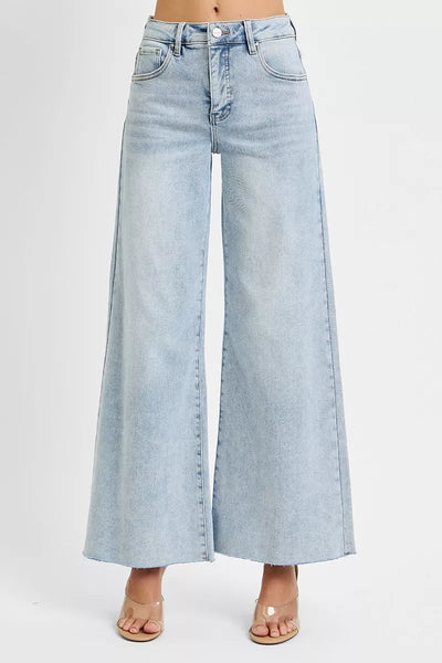 RISEN Full Size High Rise Ankle Wide Palazzo Jeans Plus Size - Jeans Junction Online