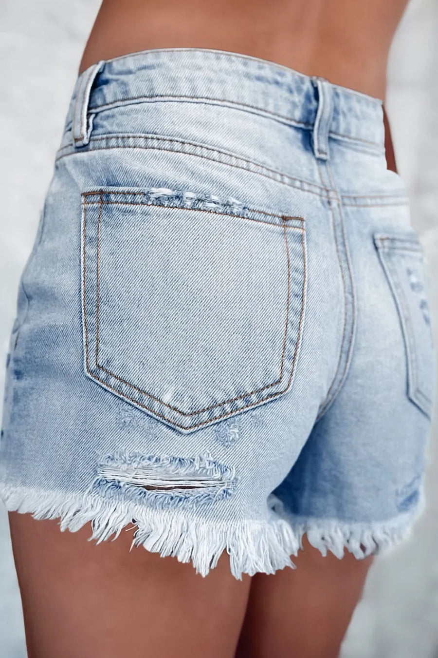 Distressed Raw Hem High Waist Denim Shorts - Jeans Junction Online 