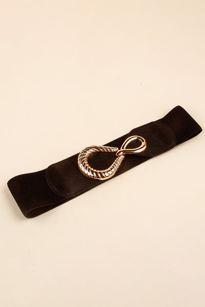 Ribbed Alloy Buckle Elastic Belt - Jeans Junction Online