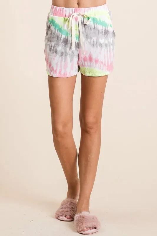BiBi Tie Dye Print Shorts With Twill Tape Drawstring - Jeans Junction Online