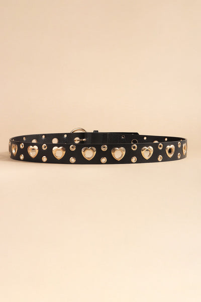 Heart Shape Alloy Detail PU Leather Belt - Jeans Junction Online