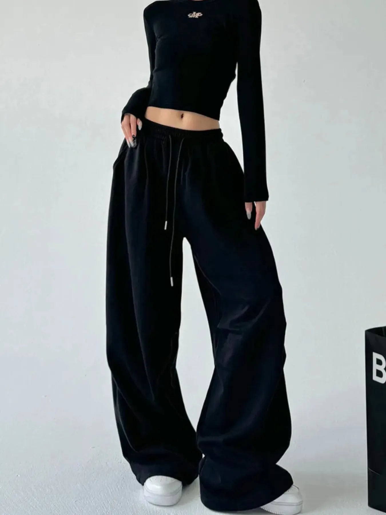 Oversized Wide Leg Drawstring Pants - Jeans Junction Online