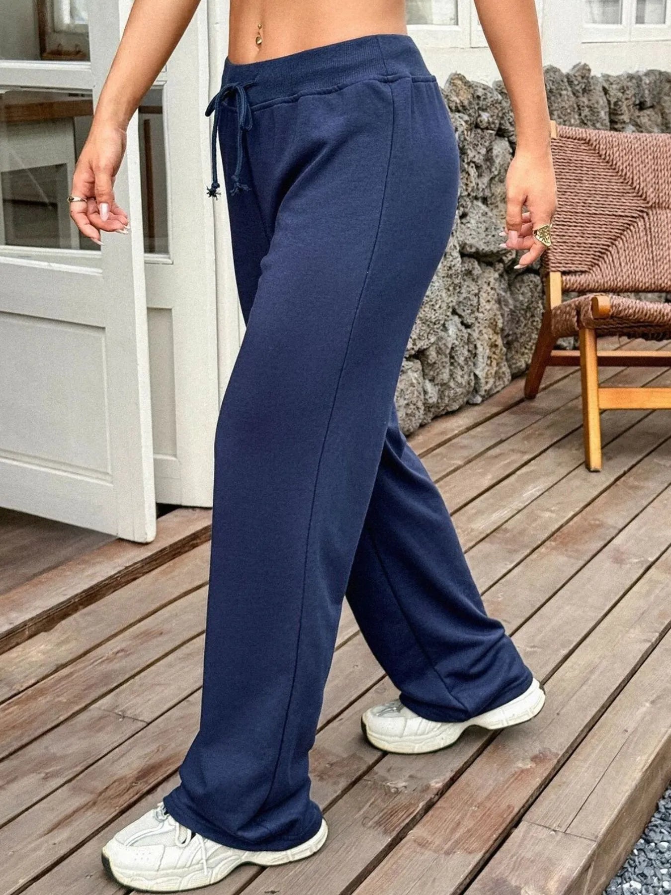 Drawstring Wide Leg Active Pants - Jeans Junction Online