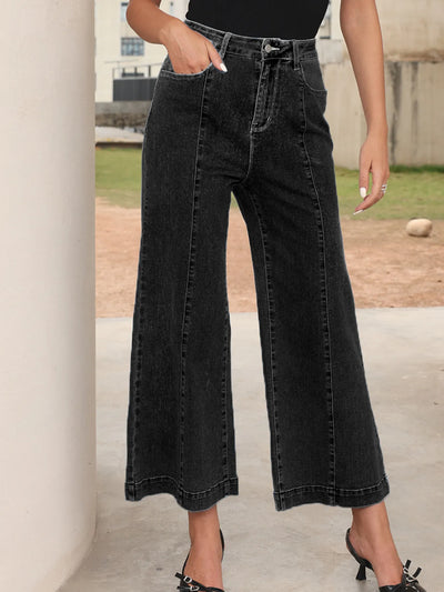 Seam Detail Flared Bottom Ankle Length Jeans - Jeans Junction Online
