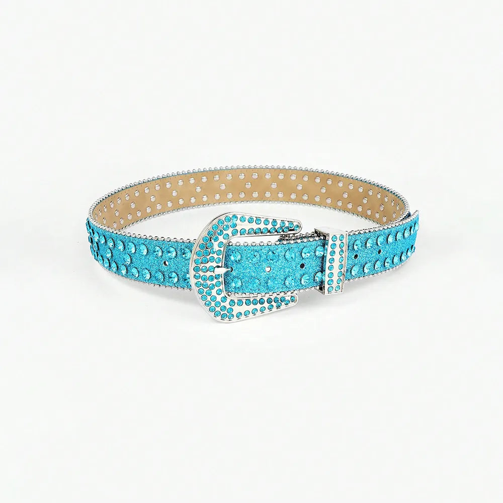 Rhinestone PU Leather Belt - Jeans Junction Online