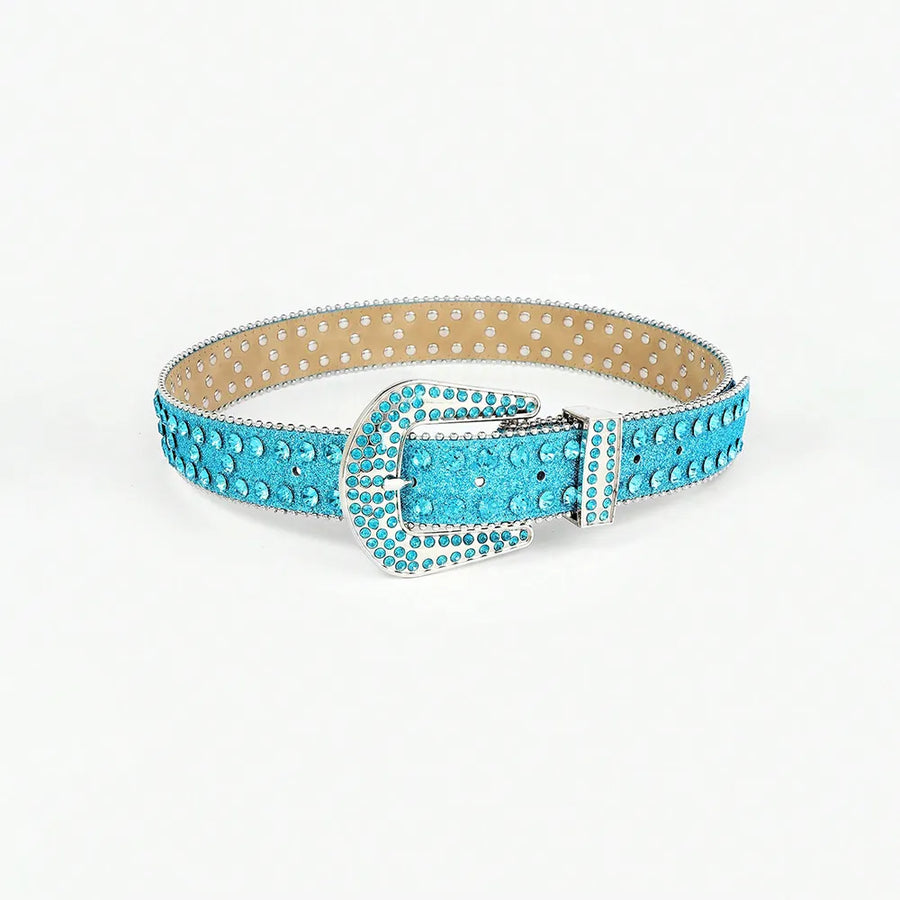 Rhinestone PU Leather Belt - Jeans Junction Online 