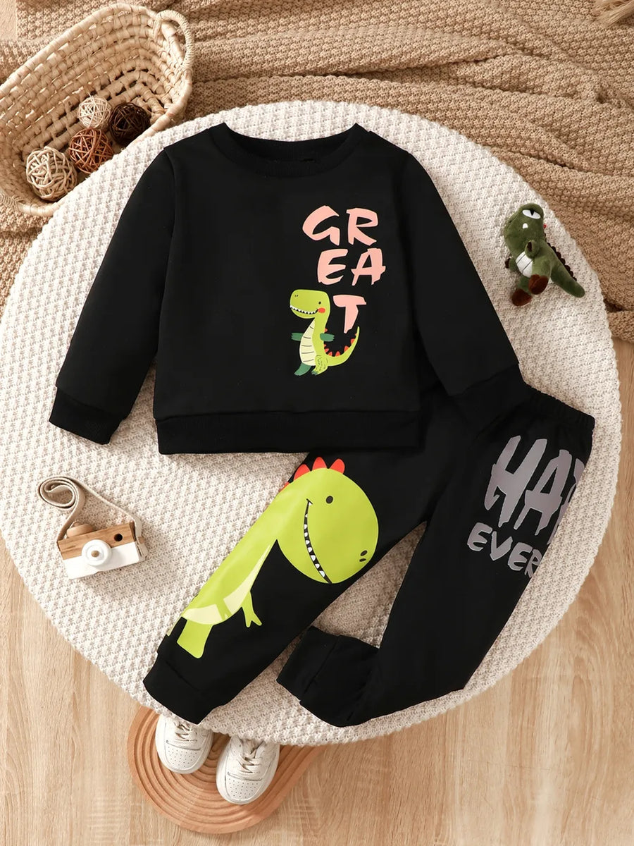 Children's Dinosaur Graphic Sweatshirt and Pants Set - Jeans Junction Online 