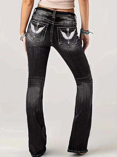Embroidered Washed Bootcut Jeans - Jeans Junction Online