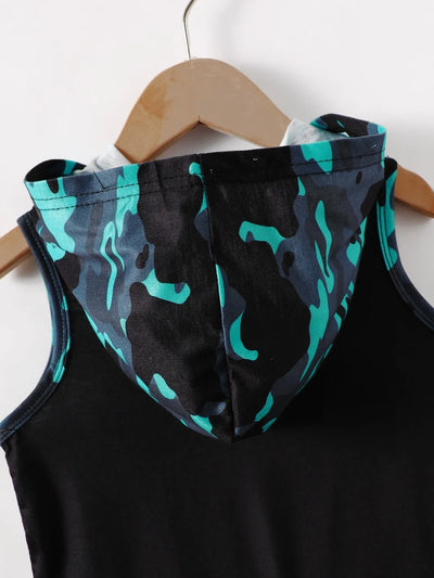 Children's Dinosaur Sleeveless Hooded Top and Pants Set - Jeans Junction Online