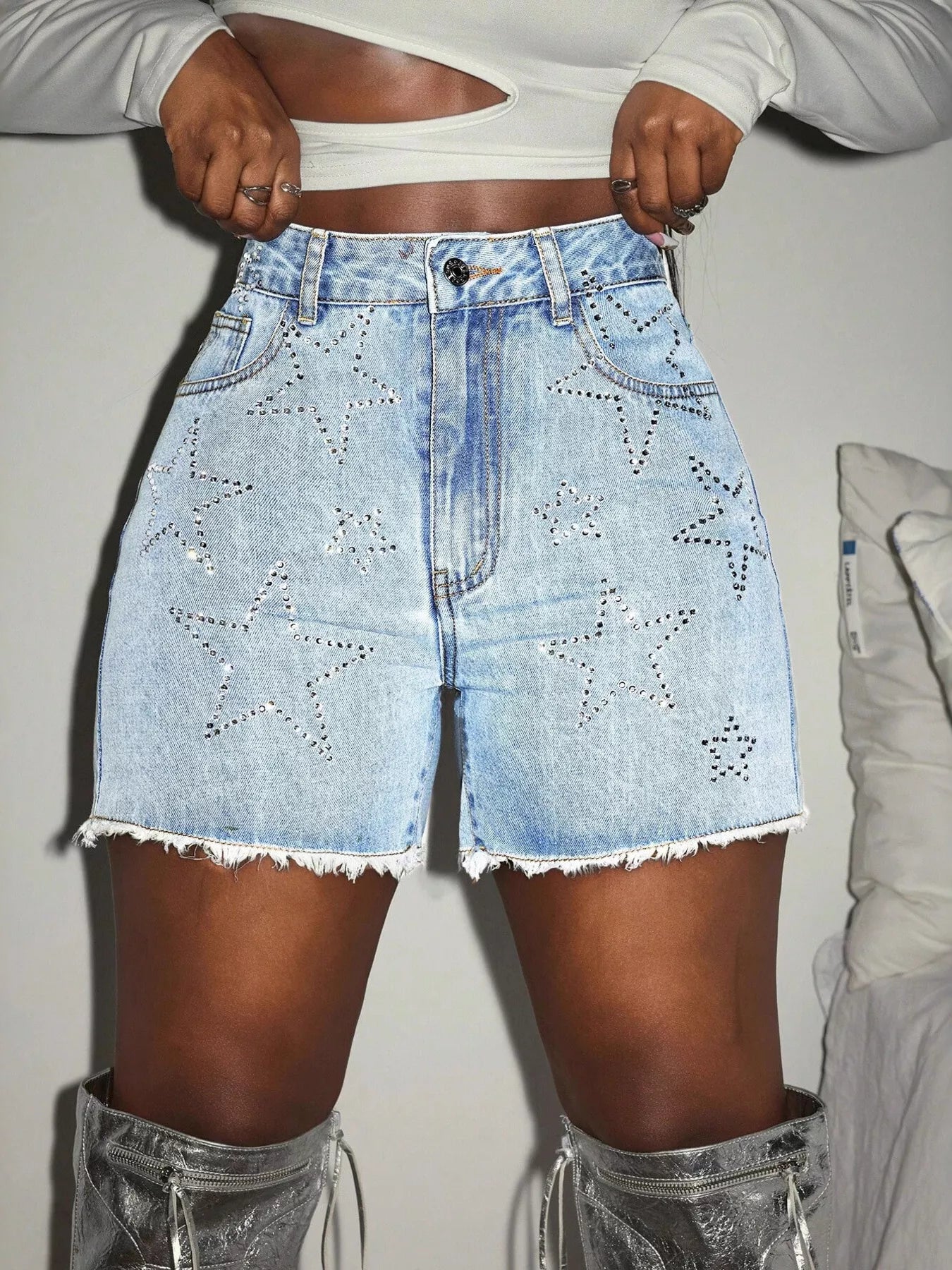 Star Raw Hem Denim Shorts - Jeans Junction Online