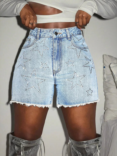 Star Raw Hem Denim Shorts - Jeans Junction Online