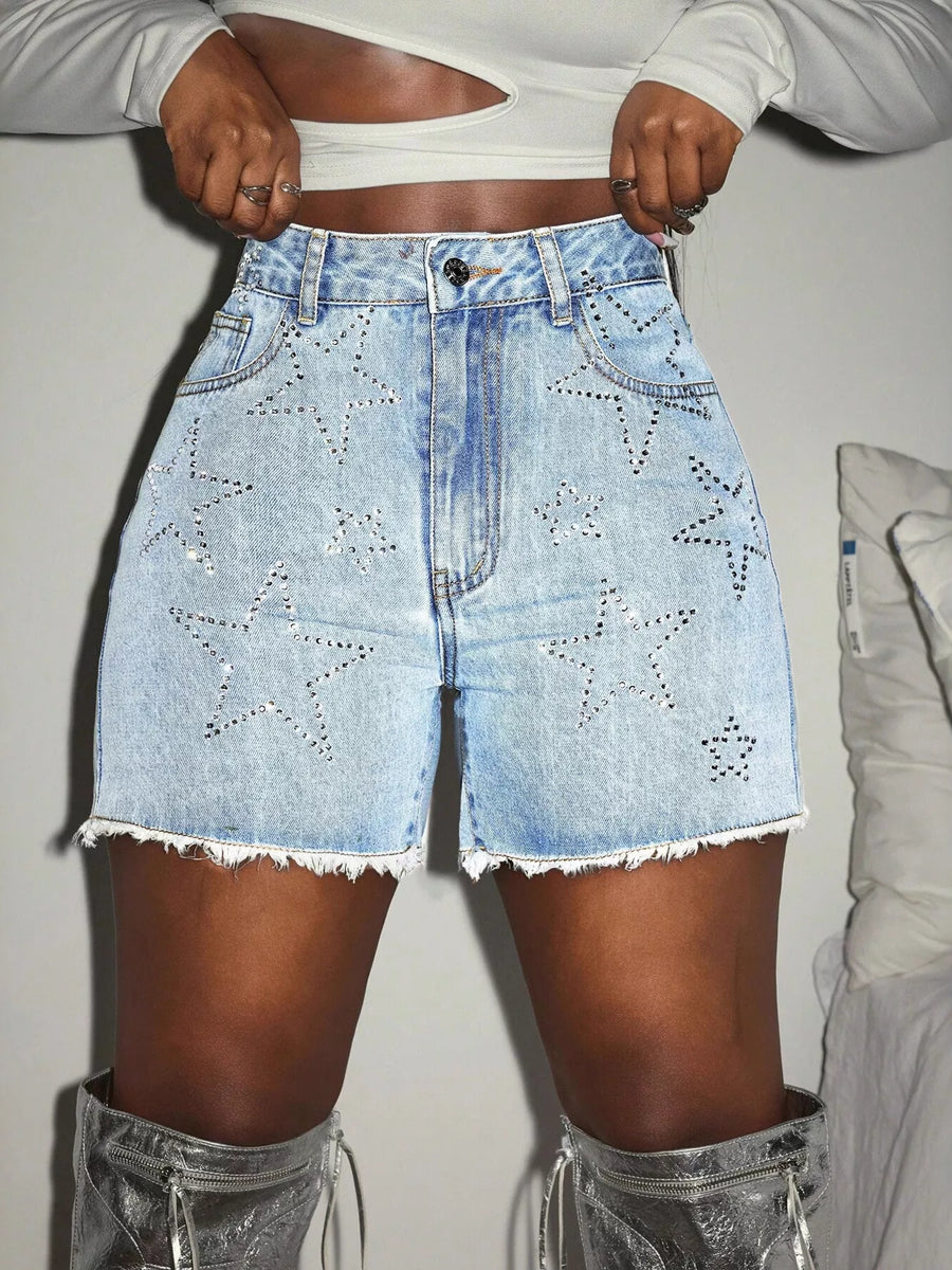 Star Raw Hem Denim Shorts - Jeans Junction Online 