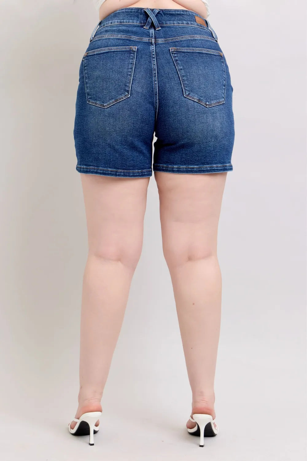 Judy Blue Full Size Double Button Waistband Denim Shorts Plus Size - Jeans Junction Online