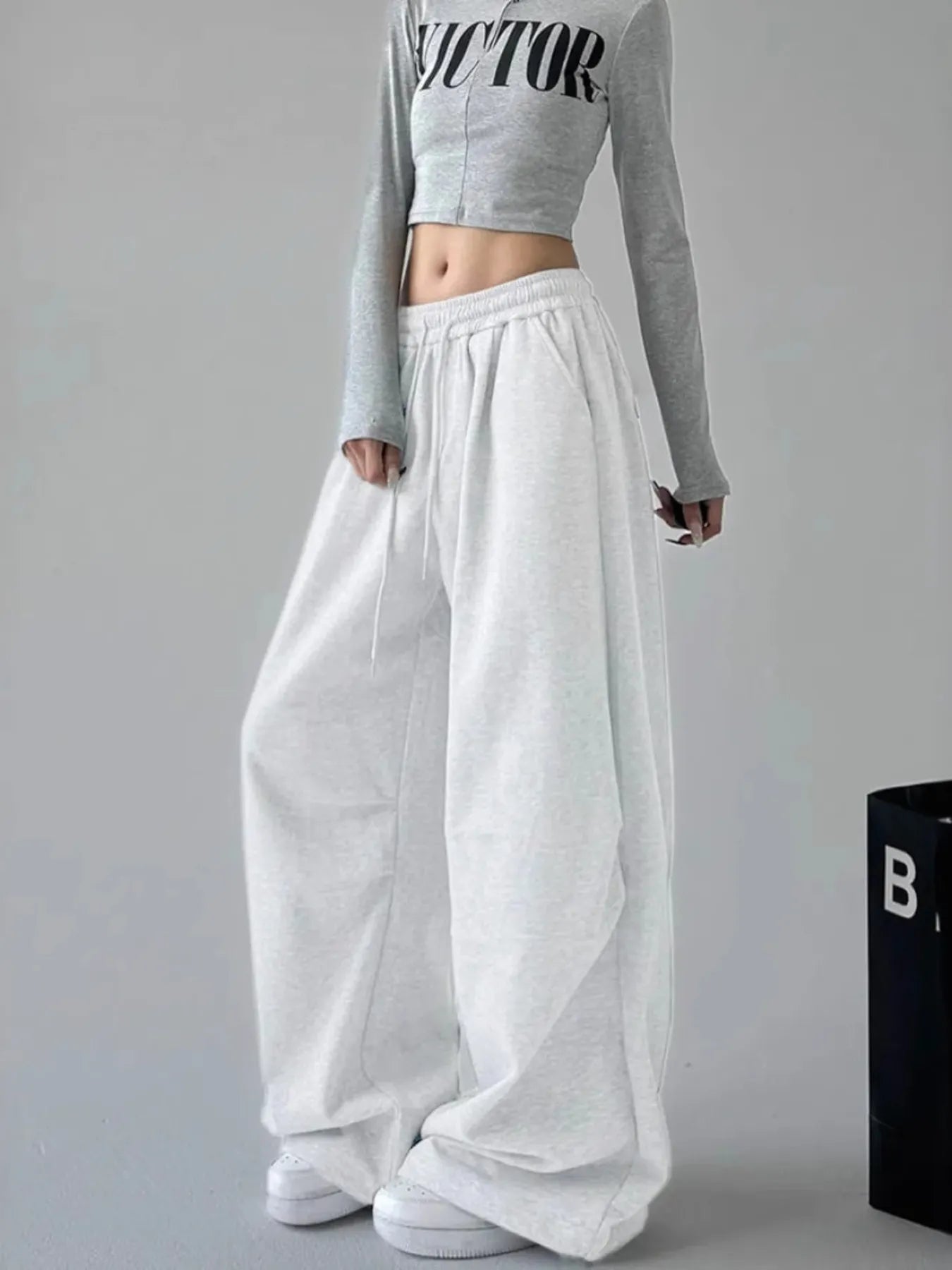 Oversized Wide Leg Drawstring Pants - Jeans Junction Online