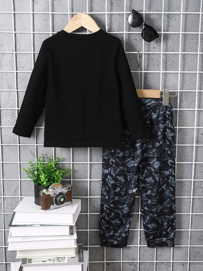 Children's Camouflage Color Block Top and Pants Set - Jeans Junction Online