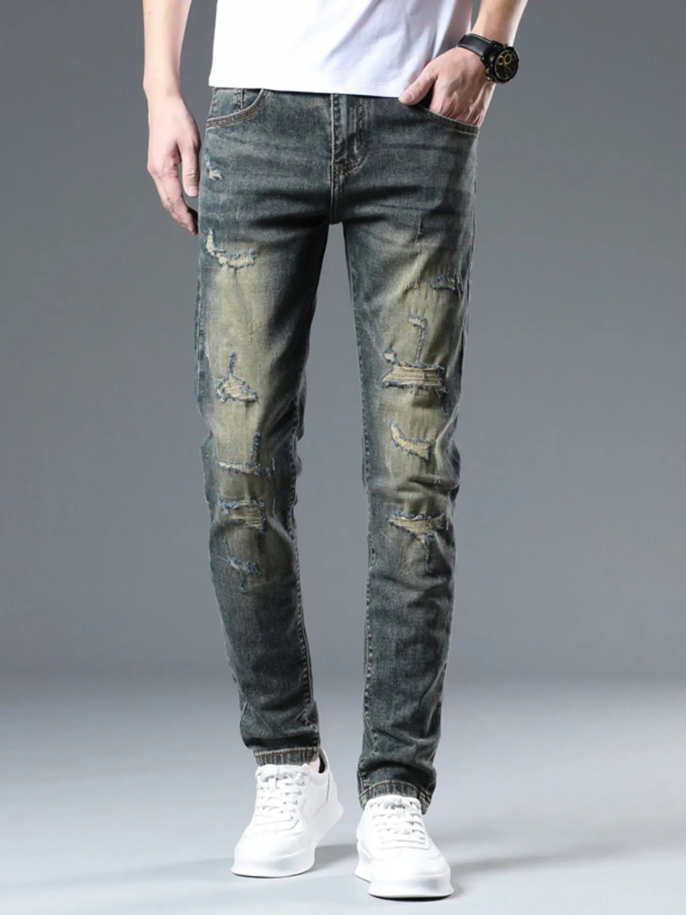Men's Distressed Slim Fit Jeans - Jeans Junction Online