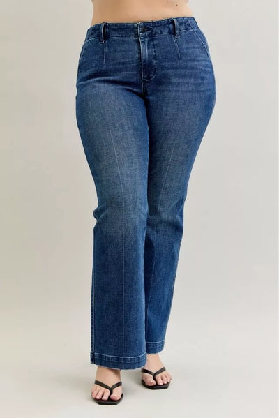 Judy Blue Full Size Mid Rise Bootcut Jeans with Welt Pockets Plus Size - Jeans Junction Online