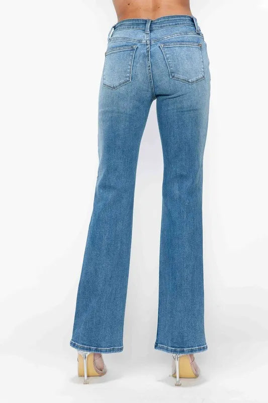 bytos Full Size Cat's Whiskers Mid Rise Bootcut Jeans - Jeans Junction Online