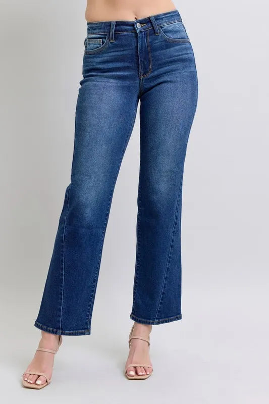 Judy Blue Full Size Side Seam Detail Straight Jeans with Pockets - Jeans Junction Online 