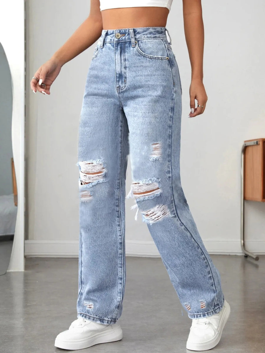 Distressed High Waisted Jeans - Jeans Junction Online 