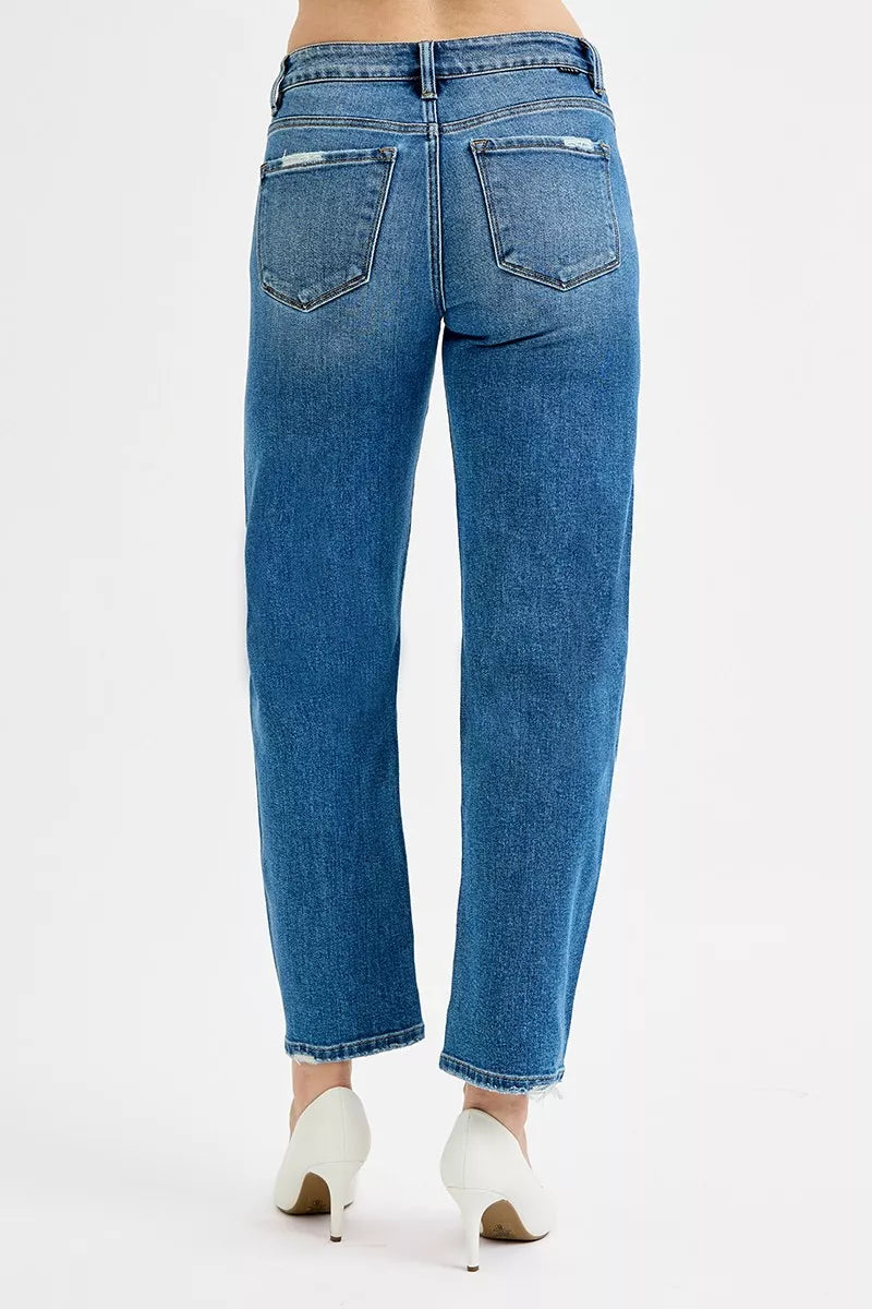 RISEN Tummy Control High Rise Ankle Slim Barrel Jeans - Jeans Junction Online
