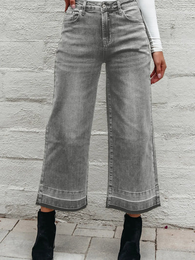 High Waist Wide Leg Washed Jeans - Jeans Junction Online