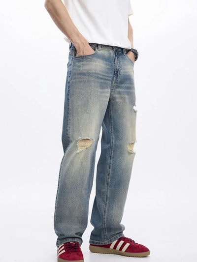 Men's Distressed Wide-Leg Relaxed Fit Jeans - Jeans Junction Online