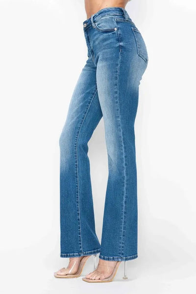 bytos Full Size Distressed High Rise Jeans with Pockets - Jeans Junction Online