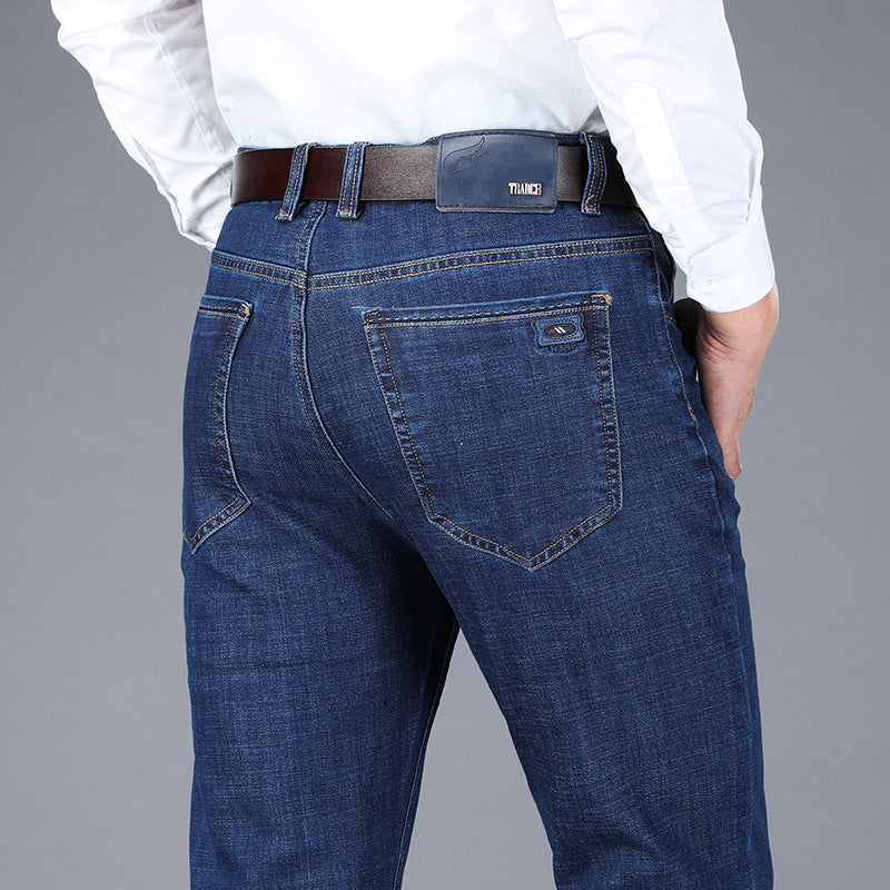 Autumn And Winter Thick Business Straight-leg Men's Jeans - Jeans Junction Online