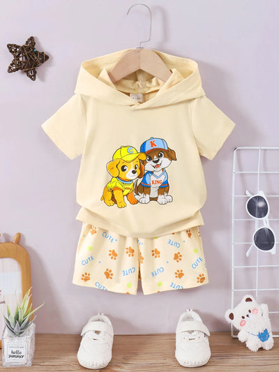 Children's Dog Short Sleeve Hoodie and Shorts Set - Jeans Junction Online