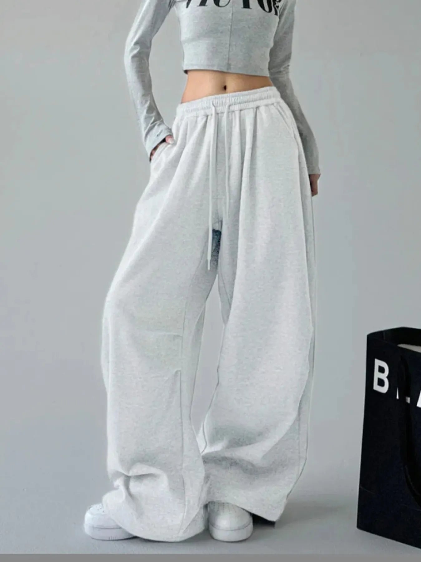Oversized Wide Leg Drawstring Pants - Jeans Junction Online