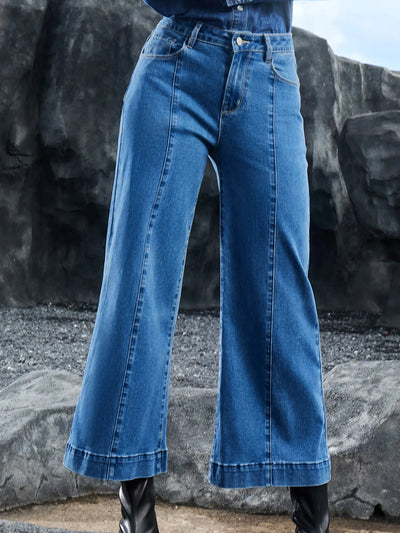 Seam Detail Flared Bottom Ankle Length Jeans - Jeans Junction Online