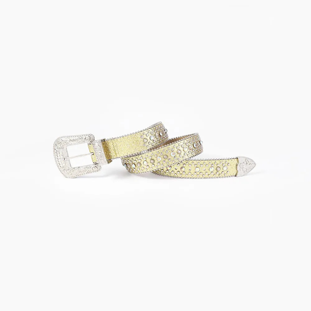 Rhinestone PU Leather Belt - Jeans Junction Online