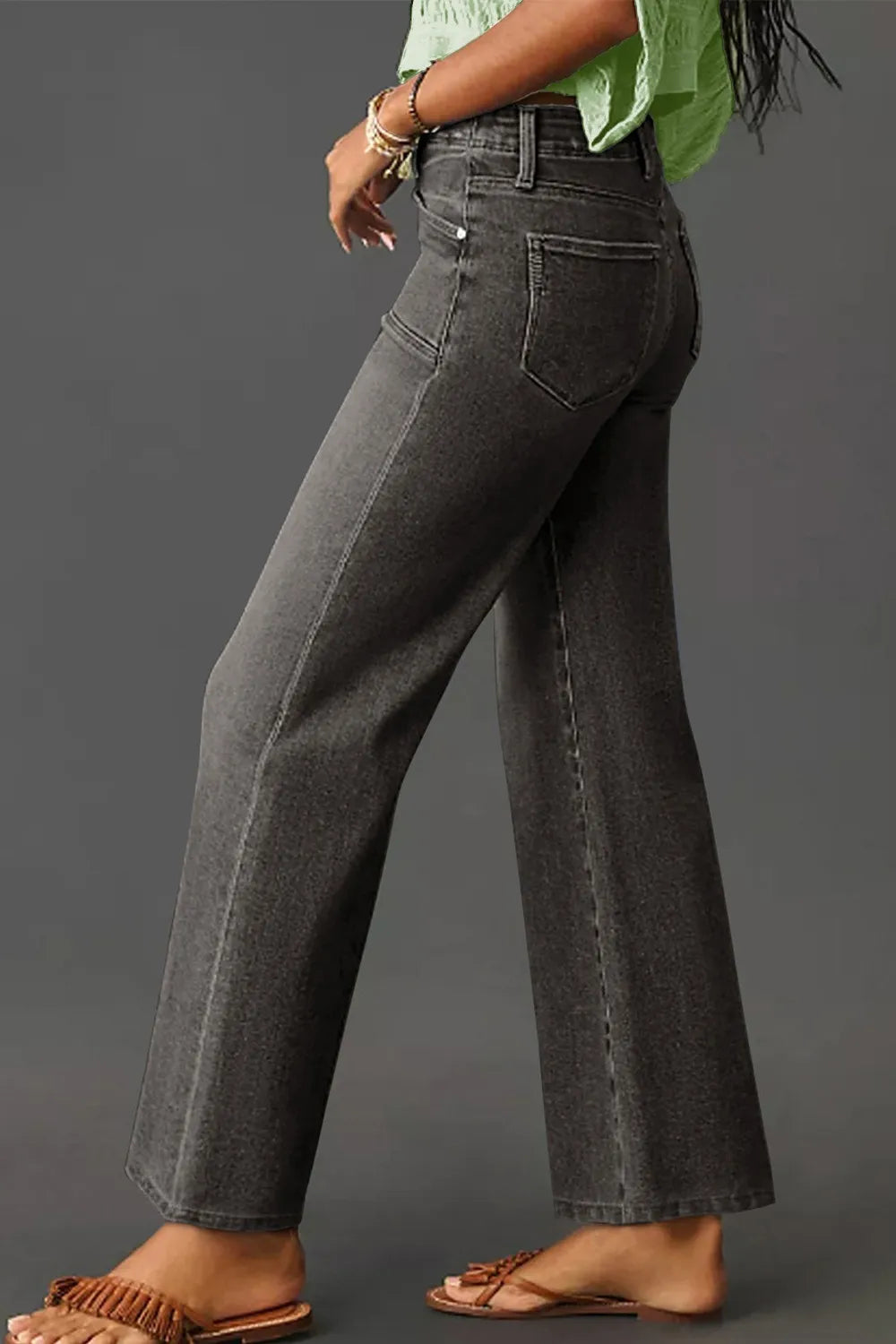 High-Waisted Wide-Leg Vintage Wash Jeans - Jeans Junction Online