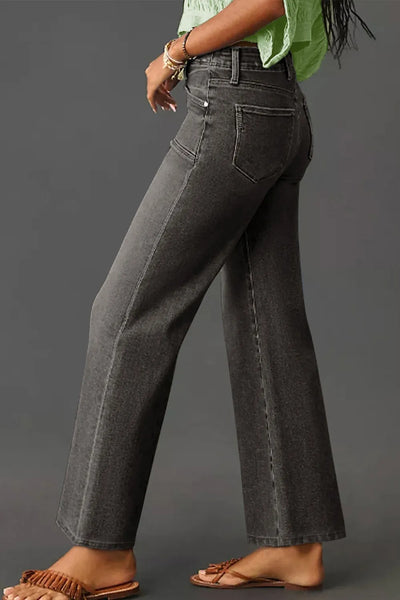 High-Waisted Wide-Leg Vintage Wash Jeans - Jeans Junction Online