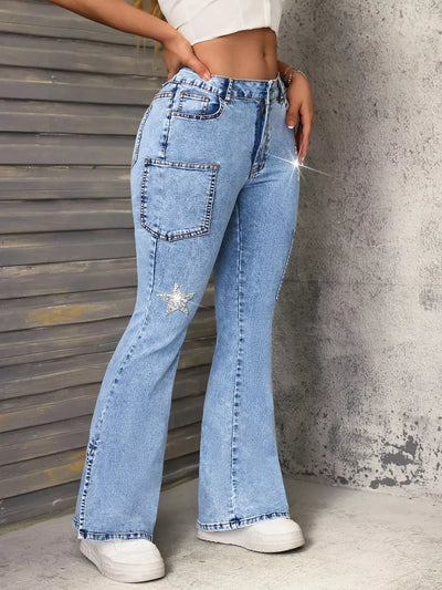 Slit Star Flare Leg Jeans - Jeans Junction Online