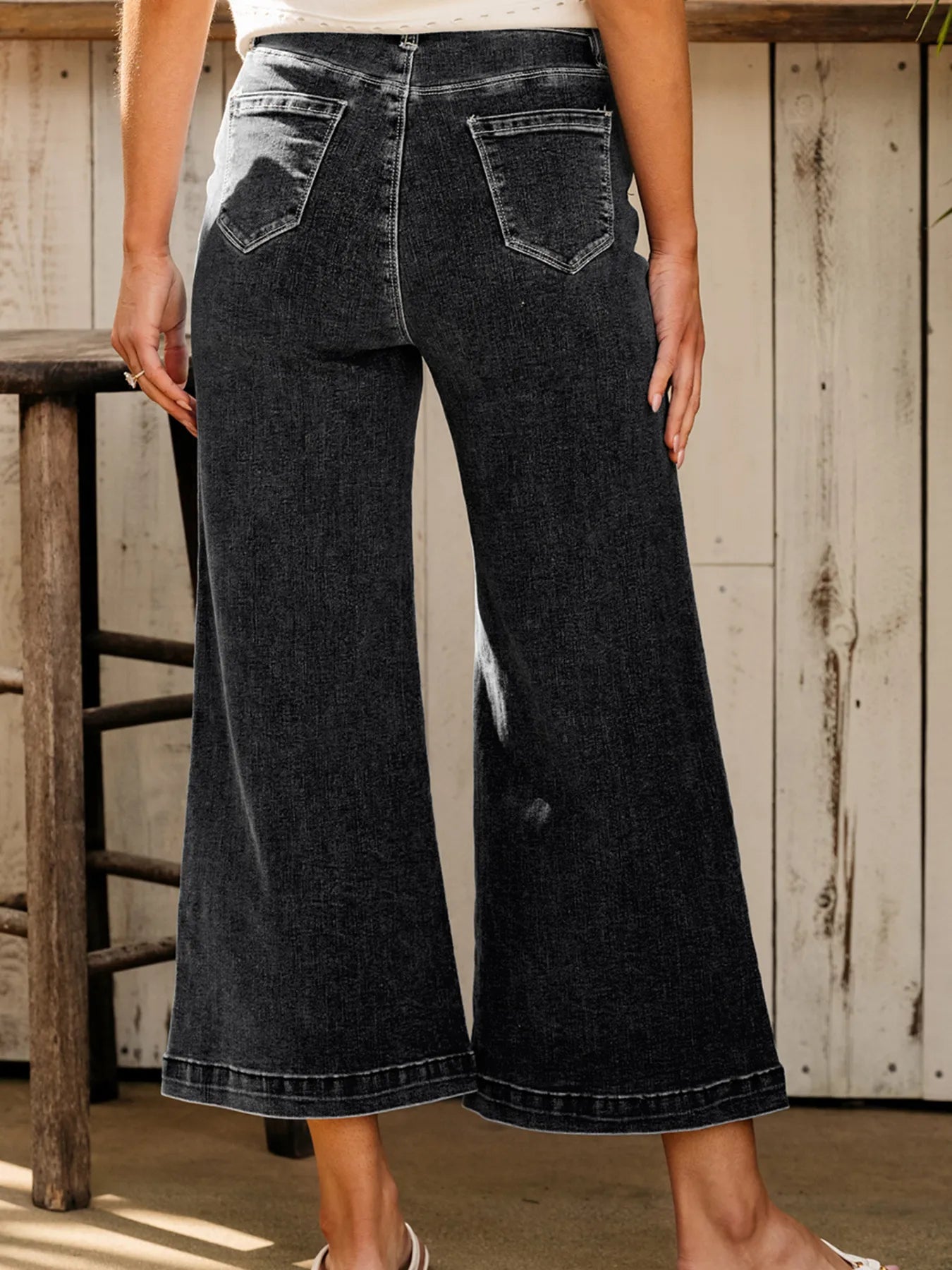 Seam Detail Flared Bottom Ankle Length Jeans - Jeans Junction Online