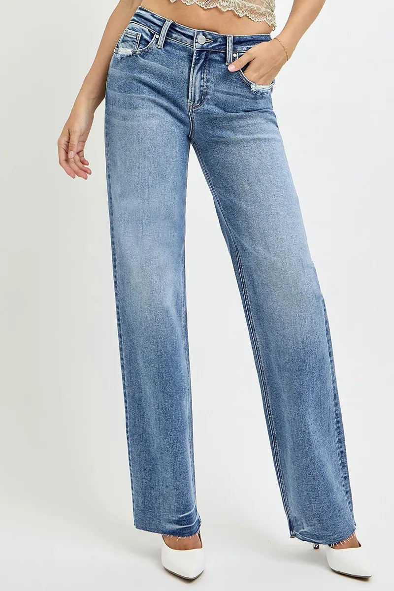 RISEN Full Size High Rise Straight Leg Jeans with Pockets - Jeans Junction Online 
